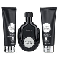 Set Cadou Masculin Leather Apa de Parfum 100ml + Gel De Dus 100ml + Lotiune de corp 100ml, Riiffs 1